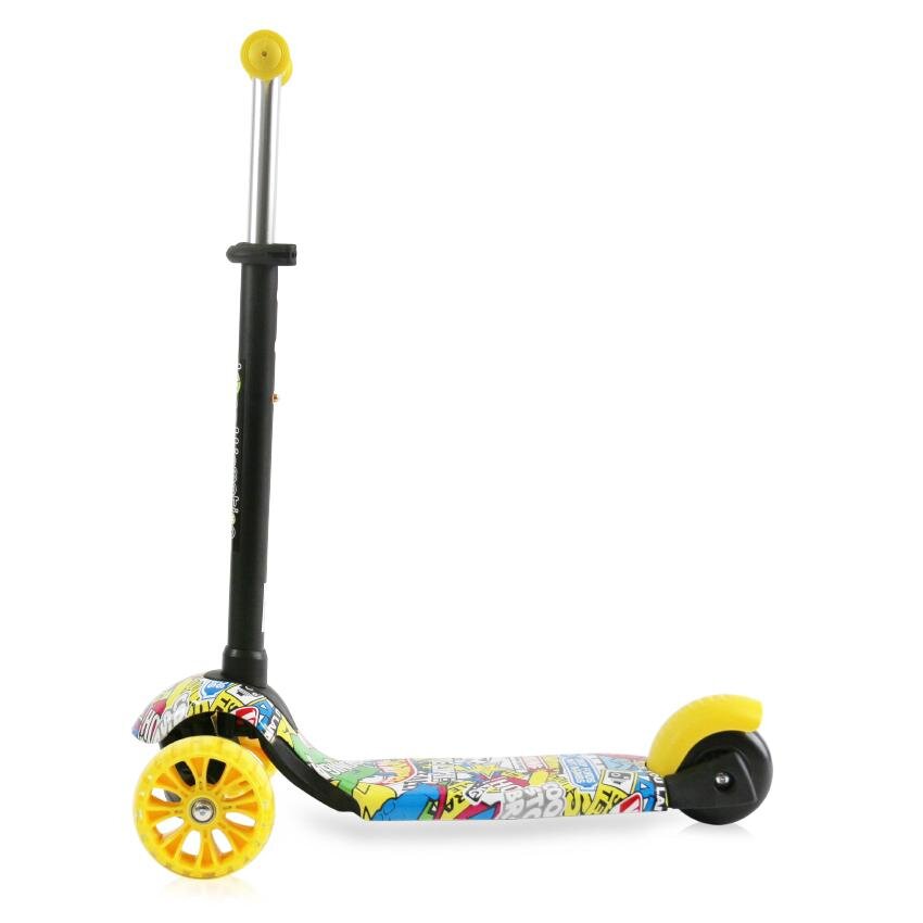 LORELLI Trotineta pentru copii Draxter Graffiti Smile ghidon reglabil roti din silicon cu Led greutate admisa 20 kg 3 ani+