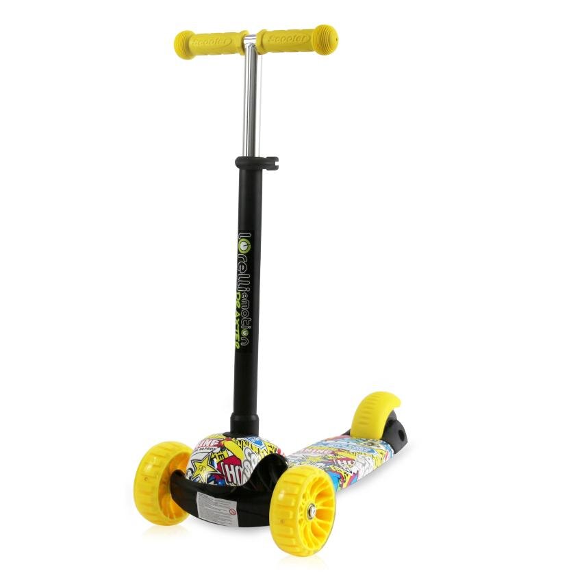 LORELLI Trotineta pentru copii Draxter Graffiti Smile ghidon reglabil roti din silicon cu Led greutate admisa 20 kg 3 ani+