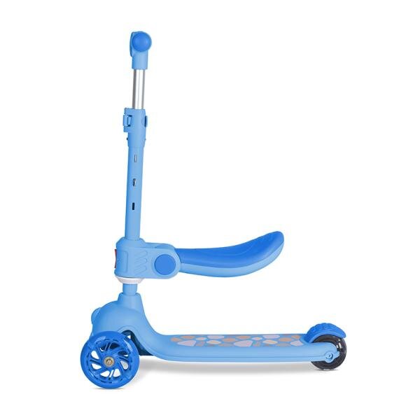 LORELLI Trotineta pentru copii Jetster Plus Blue 3 ani+ pana la 20 kg scaun pliabil si reglabil roti din poliuretan cu led