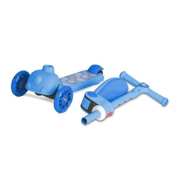 LORELLI Trotineta pentru copii Jetster Plus Blue 3 ani+ pana la 20 kg scaun pliabil si reglabil roti din poliuretan cu led