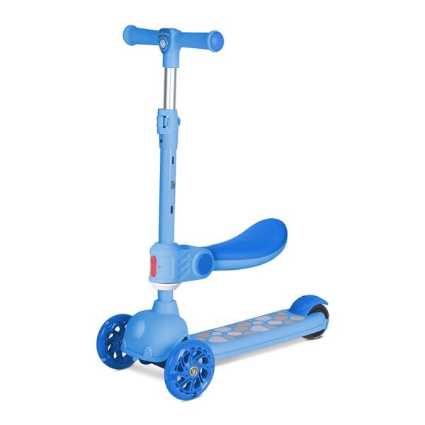 LORELLI Trotineta pentru copii Jetster Plus Blue 3 ani+ pana la 20 kg scaun pliabil si reglabil roti din poliuretan cu led