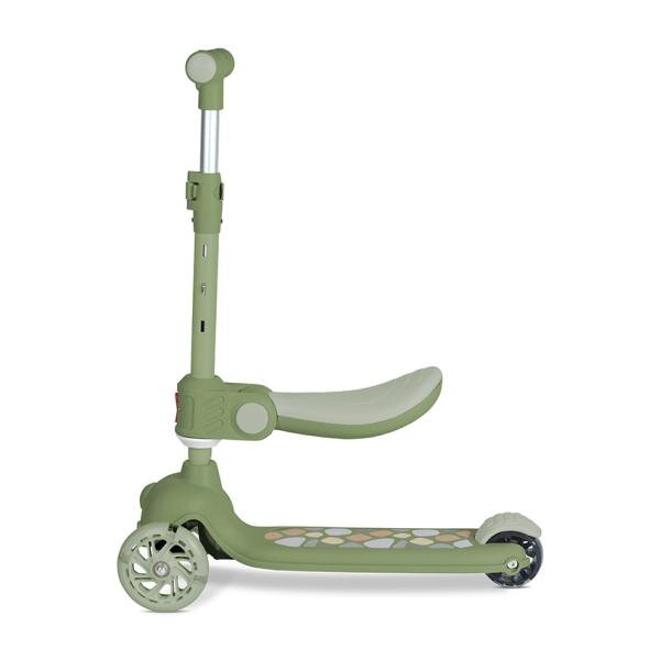 LORELLI Trotineta pentru copii Jetster Plus Green 3 ani+ pana la 20 kg scaun pliabil si reglabil roti din poliuretan cu led