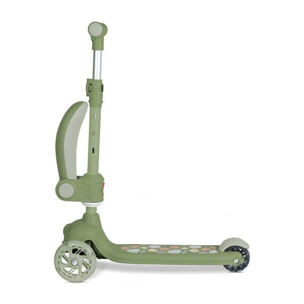 LORELLI Trotineta pentru copii Jetster Plus Green 3 ani+ pana la 20 kg scaun pliabil si reglabil roti din poliuretan cu led