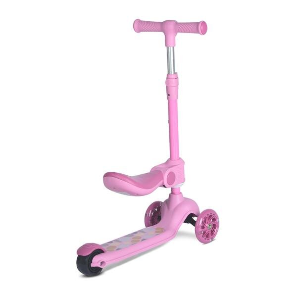 LORELLI Trotineta pentru copii Jetster Plus Pink 3 ani+ pana la 20 kg scaun pliabil si reglabil roti din poliuretan cu led