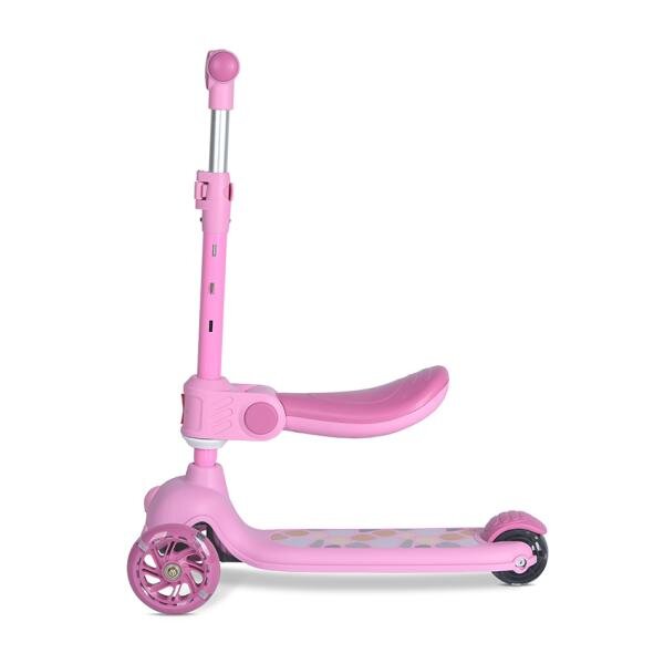 LORELLI Trotineta pentru copii Jetster Plus Pink 3 ani+ pana la 20 kg scaun pliabil si reglabil roti din poliuretan cu led