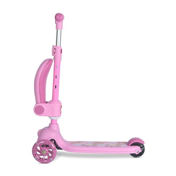 LORELLI Trotineta pentru copii Jetster Plus Pink 3 ani+ pana la 20 kg scaun pliabil si reglabil roti din poliuretan cu led
