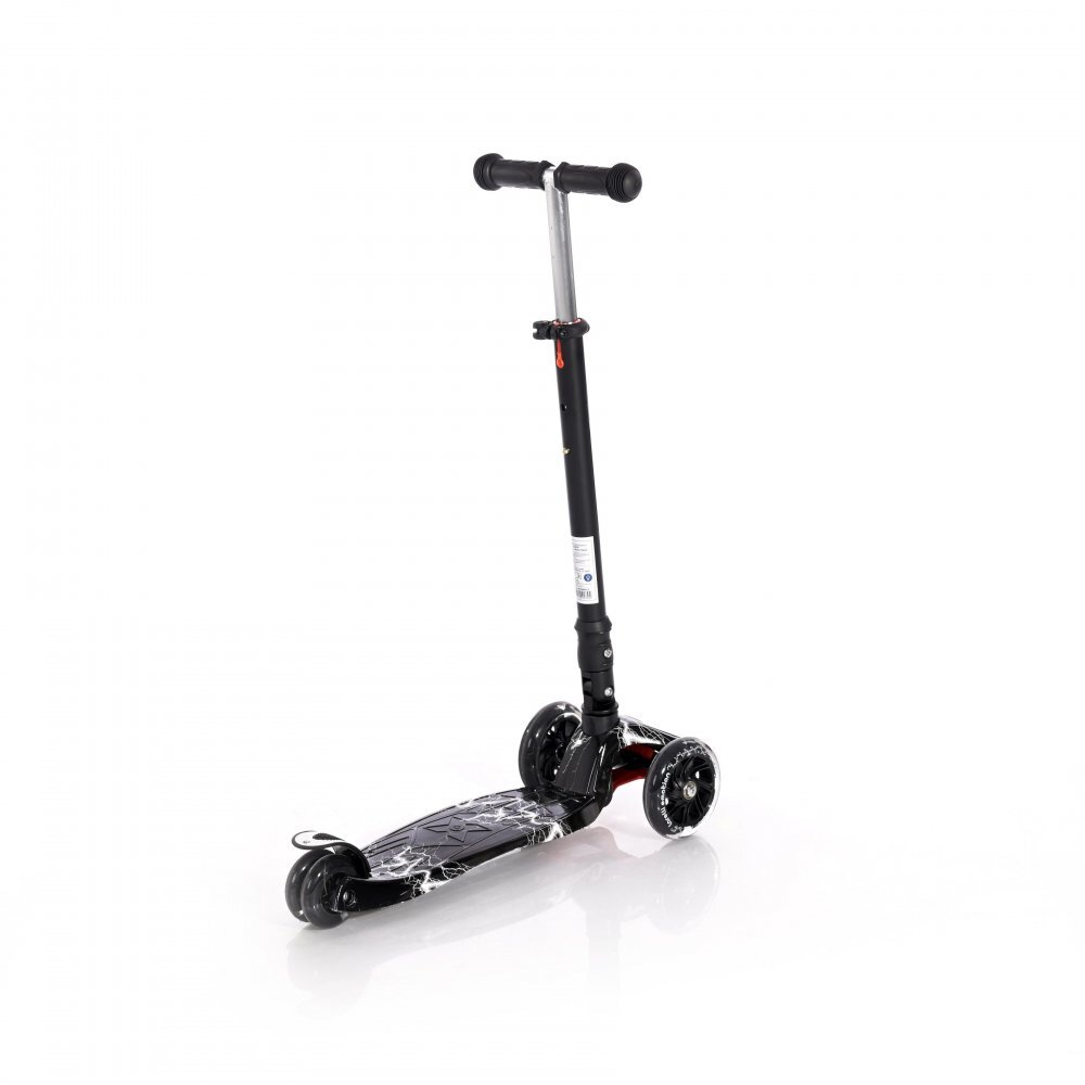 LORELLI Trotineta pentru copii Rapid Black Flash 4 roti LED ghidon reglabil pliabila greutate suportata 50 kg varsta 5 ani+