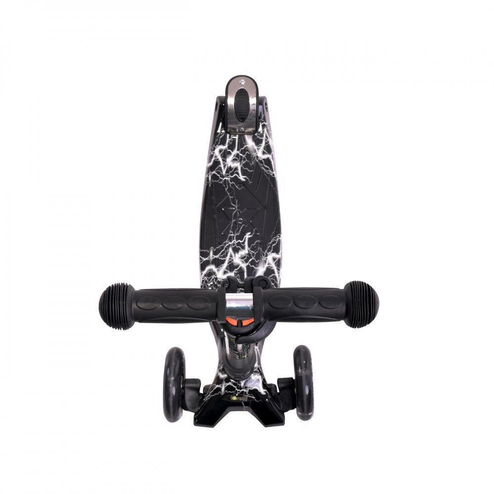 LORELLI Trotineta pentru copii Rapid Black Flash 4 roti LED ghidon reglabil pliabila greutate suportata 50 kg varsta 5 ani+
