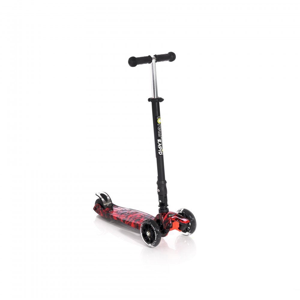 LORELLI Trotineta pentru copii Rapid Red Fire 4 roti LED ghidon reglabil pliabila greutate suportata 50 kg varsta 5 ani+