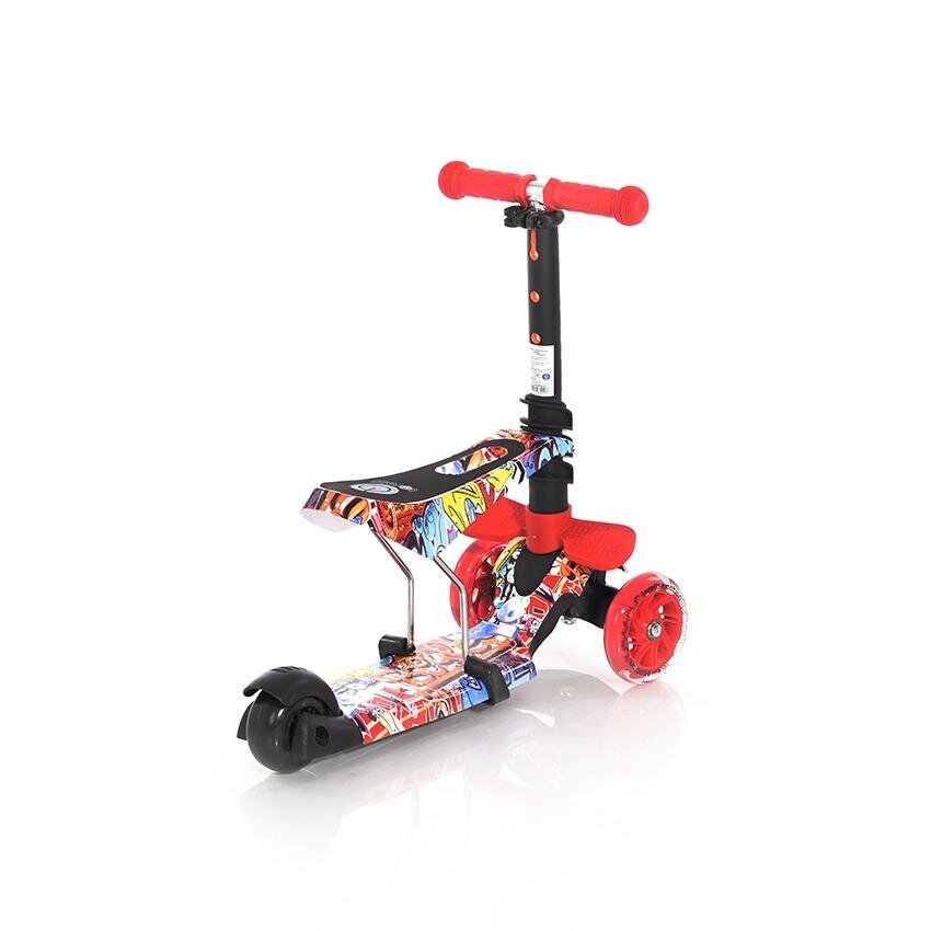LORELLI Trotineta pentru copii Smart Graffiti 3 roti LED scaun reglabil si detasabil ghidon reglabil greutate suportata 20 kg varsta 3 ani+