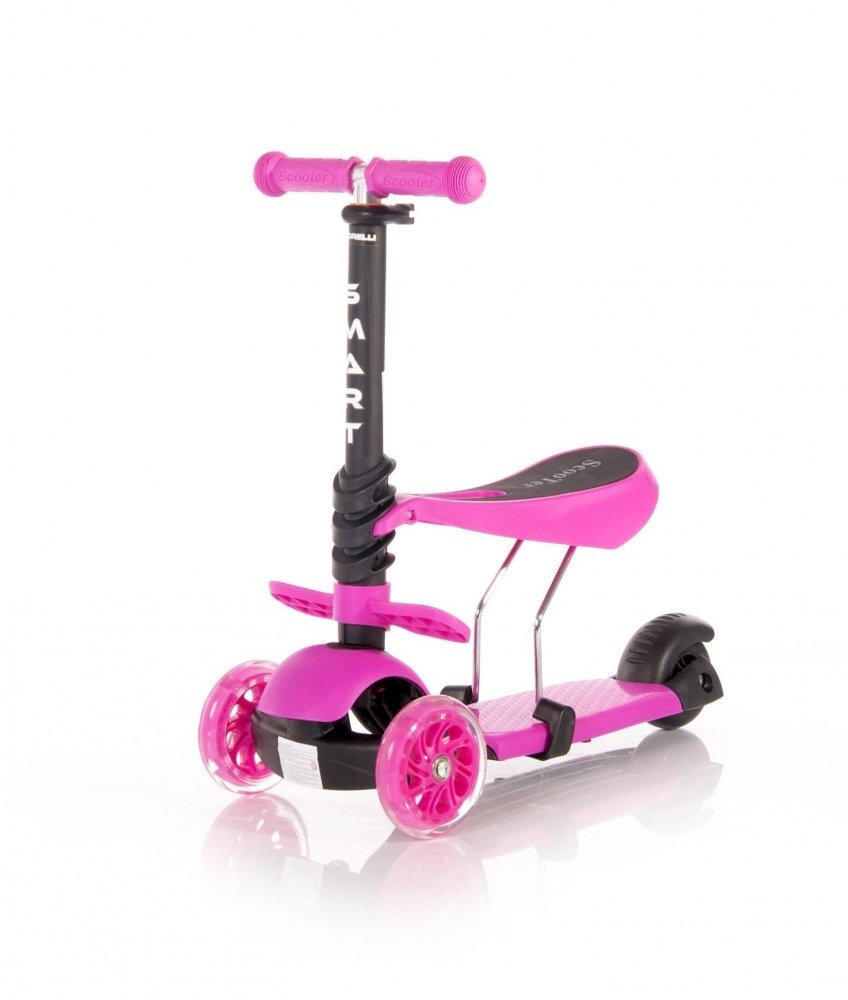 LORELLI Trotineta pentru copii Smart Pink 3 roti LED scaun reglabil si detasabil ghidon reglabil greutate suportata 20 kg varsta 3 ani+