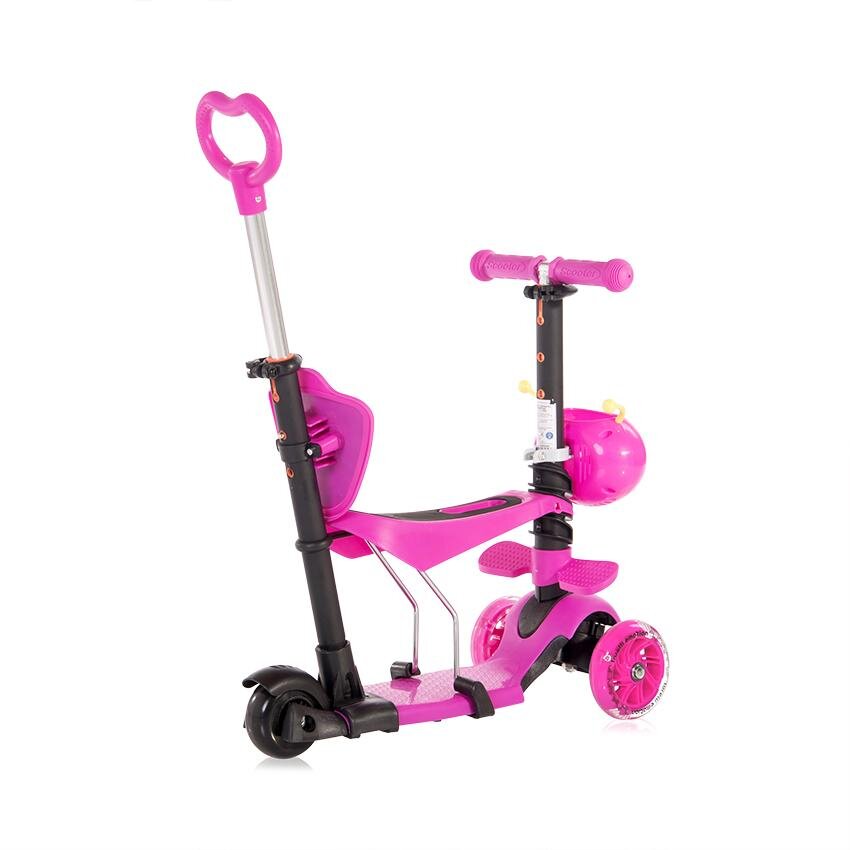 LORELLI Trotineta pentru copii Smart Plus Pink 3 roti cu LED scaun reglabil si detasabil maner parental reglabil ghidon reglabil greutate suportata 20 kg varsta 3 ani+