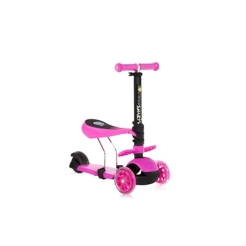 LORELLI Trotineta pentru copii Smart Plus Pink 3 roti cu LED scaun reglabil si detasabil maner parental reglabil ghidon reglabil greutate suportata 20 kg varsta 3 ani+