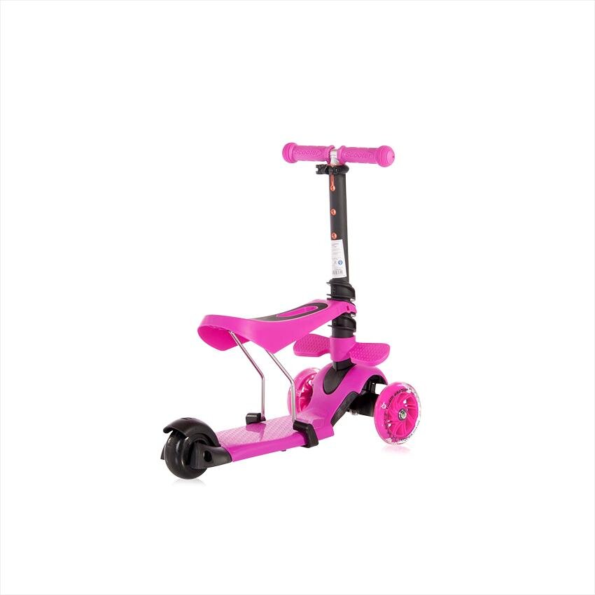 LORELLI Trotineta pentru copii Smart Plus Pink 3 roti cu LED scaun reglabil si detasabil maner parental reglabil ghidon reglabil greutate suportata 20 kg varsta 3 ani+