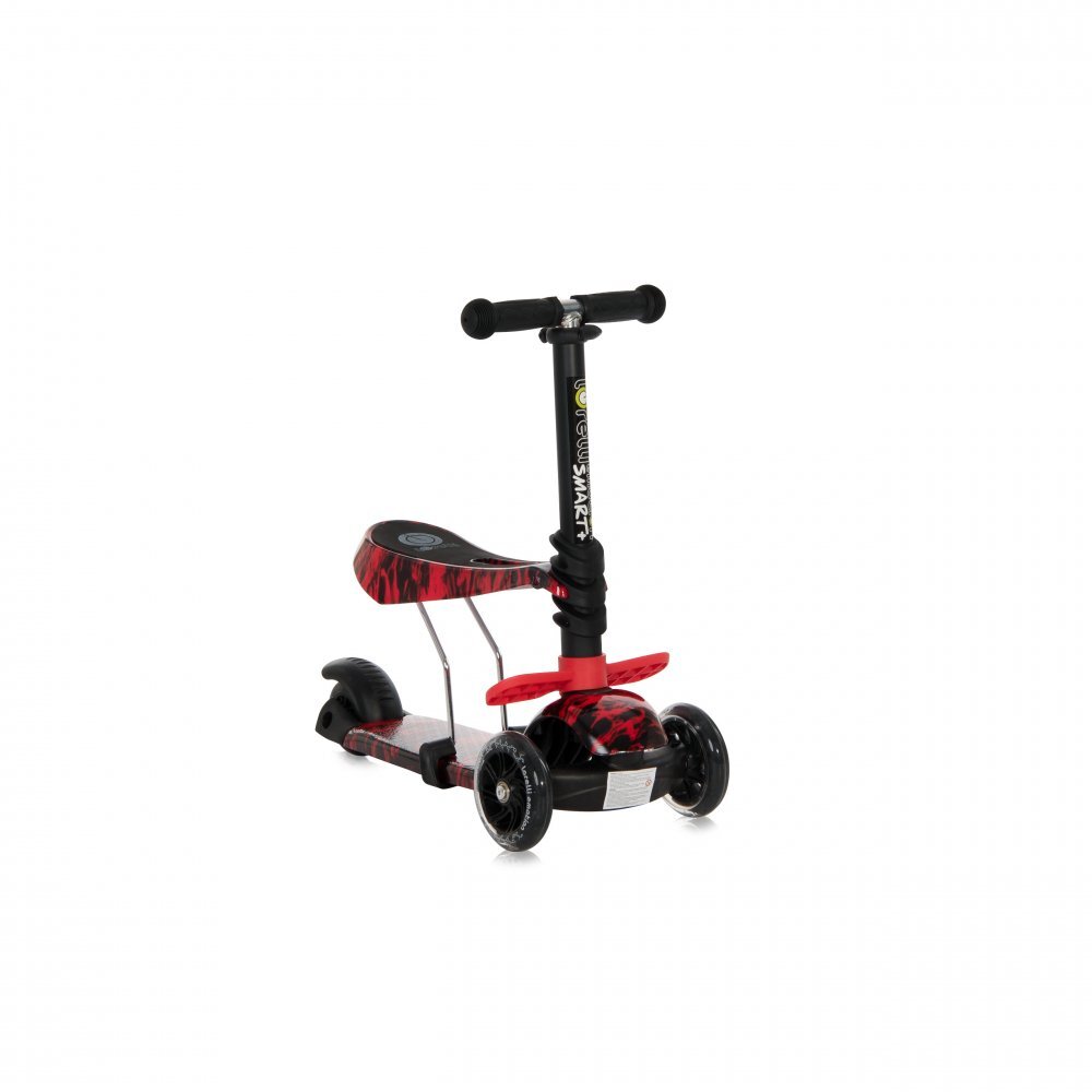 LORELLI Trotineta pentru copii Smart Plus Red Fire 3 roti cu LED scaun reglabil si detasabil maner parental reglabil ghidon reglabil greutate suportata 20 kg varsta 3 ani+