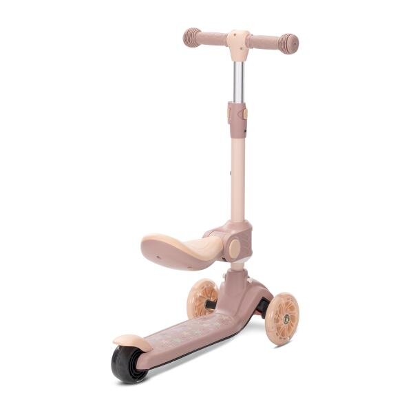 LORELLI Trotineta pentru copii Speedster Beige cu scaunel roti din silicon cu led ghidon reglabil greutate admisa 50 kg