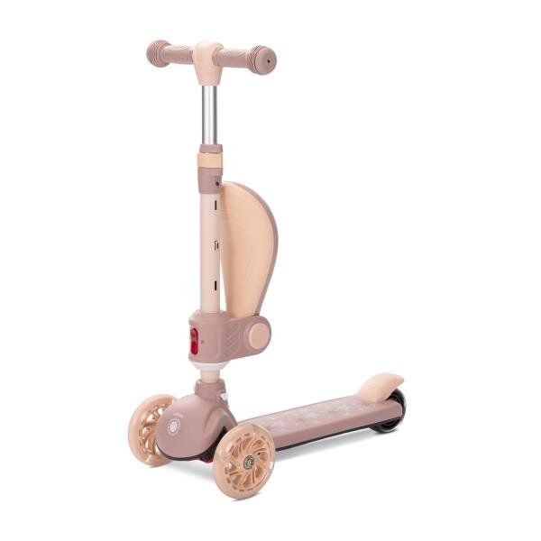 LORELLI Trotineta pentru copii Speedster Beige cu scaunel roti din silicon cu led ghidon reglabil greutate admisa 50 kg