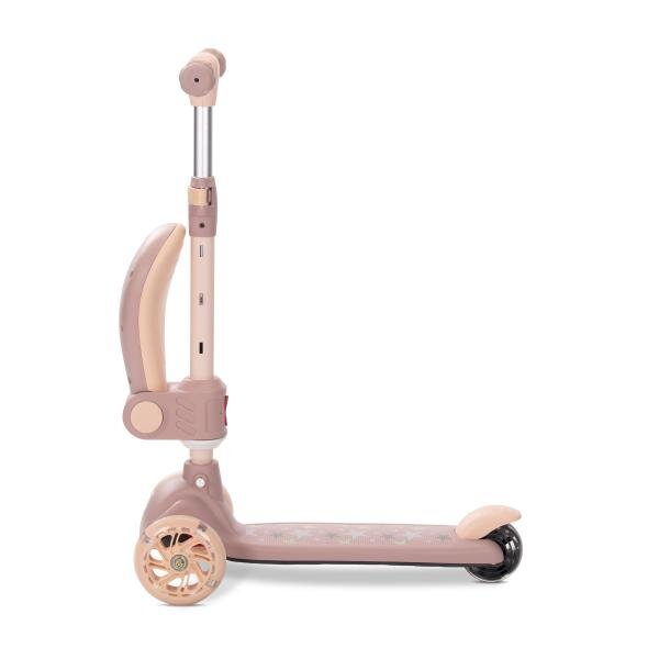 LORELLI Trotineta pentru copii Speedster Beige cu scaunel roti din silicon cu led ghidon reglabil greutate admisa 50 kg