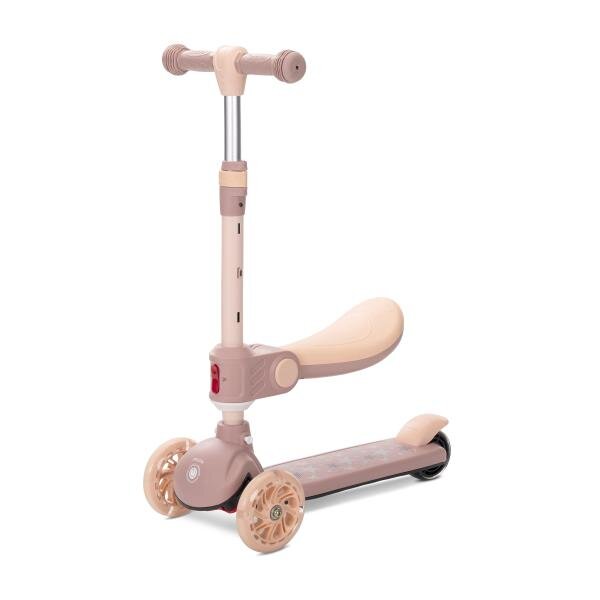 LORELLI Trotineta pentru copii Speedster Beige cu scaunel roti din silicon cu led ghidon reglabil greutate admisa 50 kg