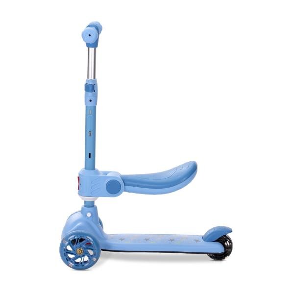 LORELLI Trotineta pentru copii Speedster Blue cu scaunel roti din silicon cu led ghidon reglabil greutate admisa 50 kg