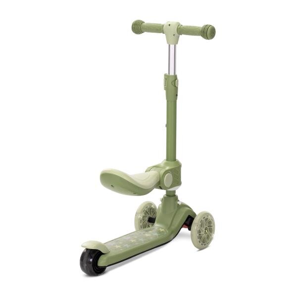 LORELLI Trotineta pentru copii Speedster Green cu scaunel roti din silicon cu led ghidon reglabil greutate admisa 50 kg