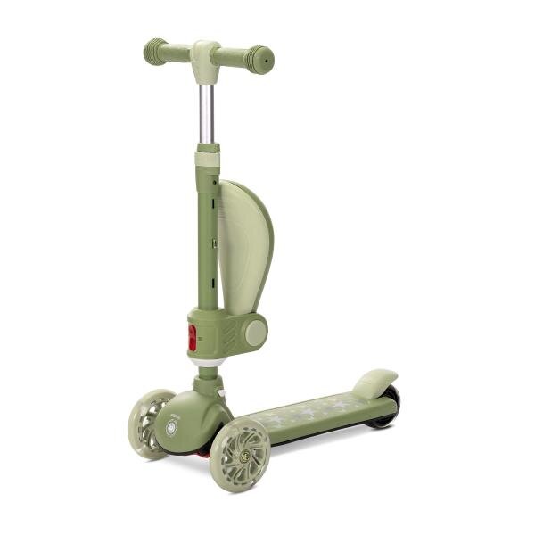 LORELLI Trotineta pentru copii Speedster Green cu scaunel roti din silicon cu led ghidon reglabil greutate admisa 50 kg