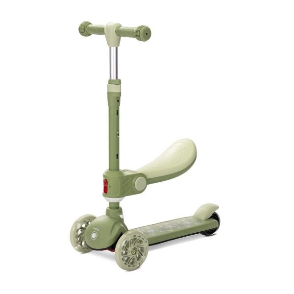 LORELLI Trotineta pentru copii Speedster Green cu scaunel roti din silicon cu led ghidon reglabil greutate admisa 50 kg