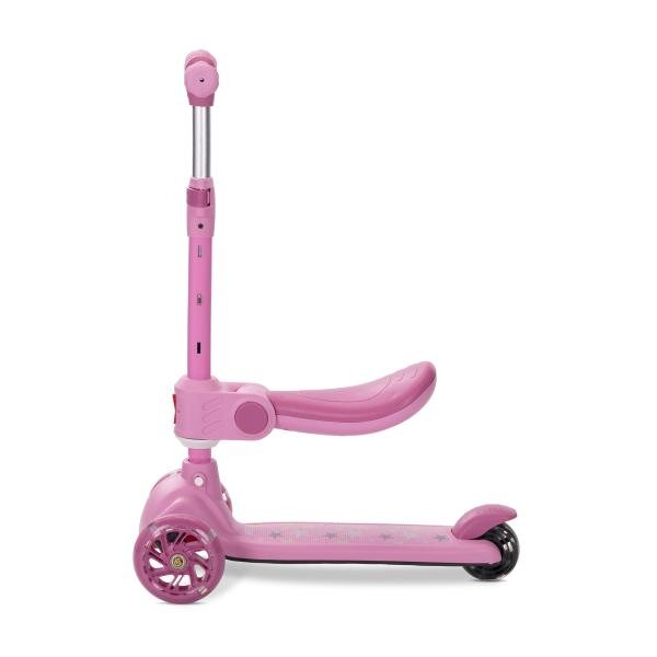 LORELLI Trotineta pentru copii Speedster Pink cu scaunel roti din silicon cu led ghidon reglabil greutate admisa 50 kg