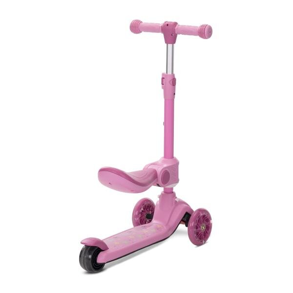 LORELLI Trotineta pentru copii Speedster Pink cu scaunel roti din silicon cu led ghidon reglabil greutate admisa 50 kg