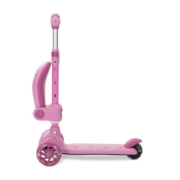 LORELLI Trotineta pentru copii Speedster Pink cu scaunel roti din silicon cu led ghidon reglabil greutate admisa 50 kg