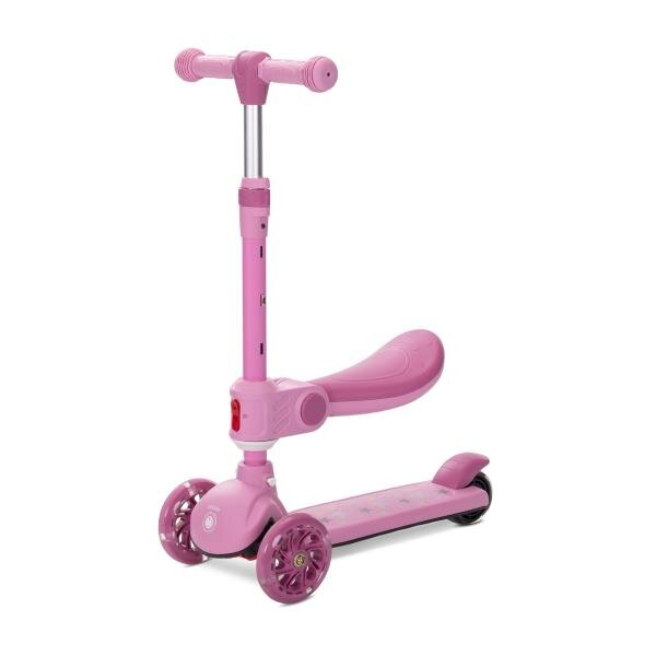 LORELLI Trotineta pentru copii Speedster Pink cu scaunel roti din silicon cu led ghidon reglabil greutate admisa 50 kg