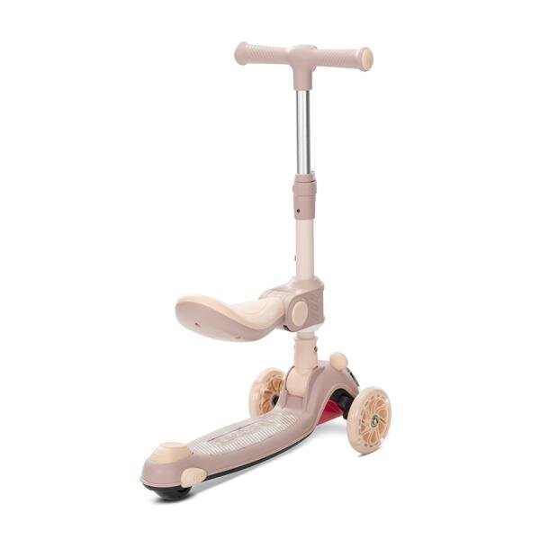 LORELLI Trotineta pentru copii Swiftie Beige pliabila roti cu led sezut pliabil ghidon reglabil platforma cu lumini si melodii greutate admisa 50 kg