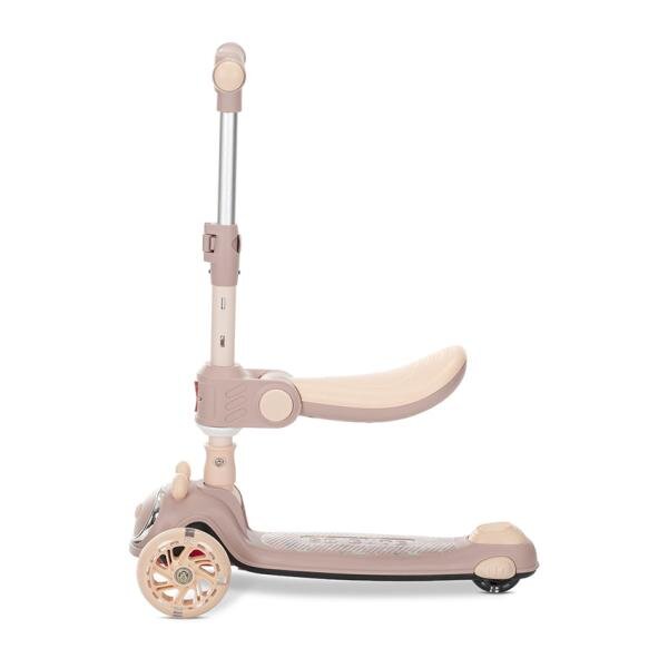 LORELLI Trotineta pentru copii Swiftie Beige pliabila roti cu led sezut pliabil ghidon reglabil platforma cu lumini si melodii greutate admisa 50 kg