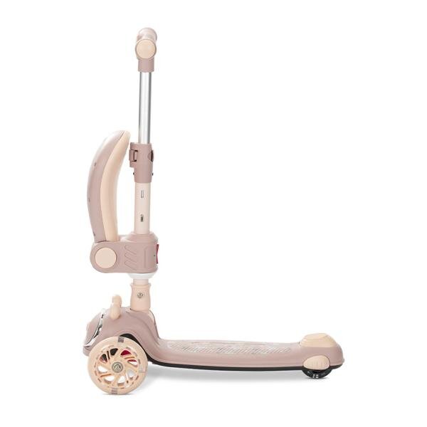 LORELLI Trotineta pentru copii Swiftie Beige pliabila roti cu led sezut pliabil ghidon reglabil platforma cu lumini si melodii greutate admisa 50 kg