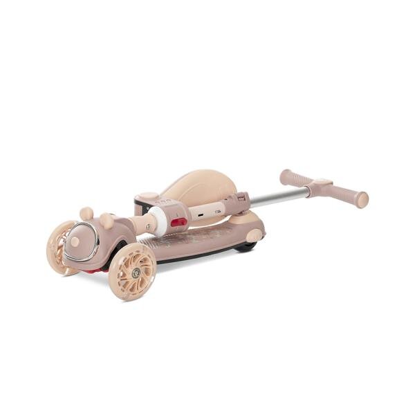 LORELLI Trotineta pentru copii Swiftie Beige pliabila roti cu led sezut pliabil ghidon reglabil platforma cu lumini si melodii greutate admisa 50 kg