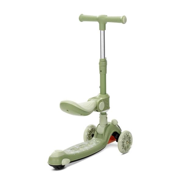LORELLI Trotineta pentru copii Swiftie Green pliabila roti cu led sezut pliabil ghidon reglabil platforma cu lumini si melodii greutate admisa 50 kg