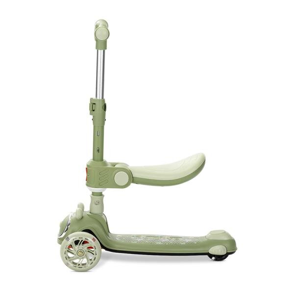 LORELLI Trotineta pentru copii Swiftie Green pliabila roti cu led sezut pliabil ghidon reglabil platforma cu lumini si melodii greutate admisa 50 kg