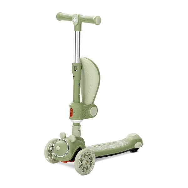 LORELLI Trotineta pentru copii Swiftie Green pliabila roti cu led sezut pliabil ghidon reglabil platforma cu lumini si melodii greutate admisa 50 kg