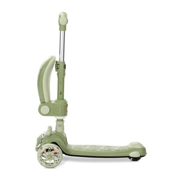 LORELLI Trotineta pentru copii Swiftie Green pliabila roti cu led sezut pliabil ghidon reglabil platforma cu lumini si melodii greutate admisa 50 kg