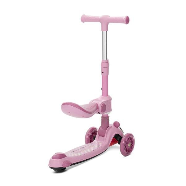 LORELLI Trotineta pentru copii Swiftie Pink pliabila roti cu led sezut pliabil ghidon reglabil platforma cu lumini si melodii greutate admisa 50 kg