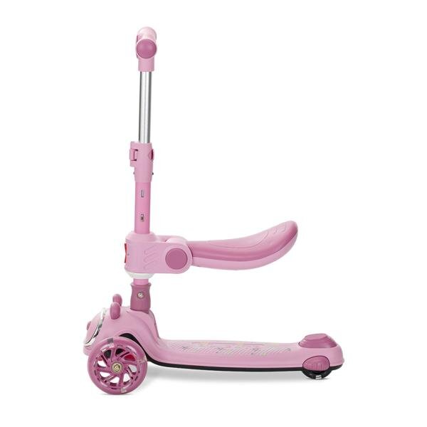 LORELLI Trotineta pentru copii Swiftie Pink pliabila roti cu led sezut pliabil ghidon reglabil platforma cu lumini si melodii greutate admisa 50 kg