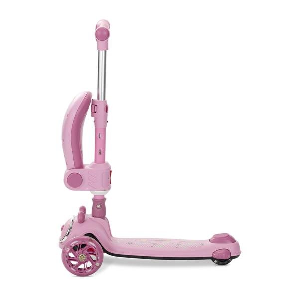 LORELLI Trotineta pentru copii Swiftie Pink pliabila roti cu led sezut pliabil ghidon reglabil platforma cu lumini si melodii greutate admisa 50 kg