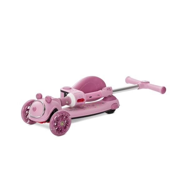 LORELLI Trotineta pentru copii Swiftie Pink pliabila roti cu led sezut pliabil ghidon reglabil platforma cu lumini si melodii greutate admisa 50 kg