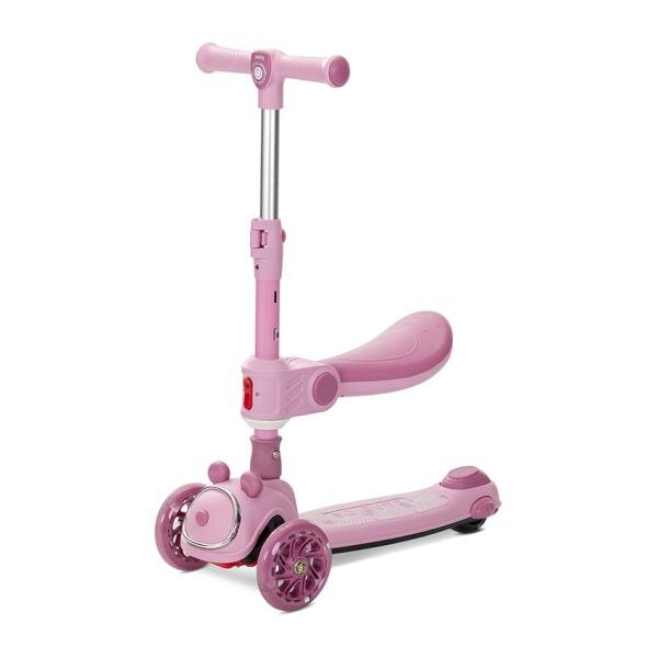 LORELLI Trotineta pentru copii Swiftie Pink pliabila roti cu led sezut pliabil ghidon reglabil platforma cu lumini si melodii greutate admisa 50 kg
