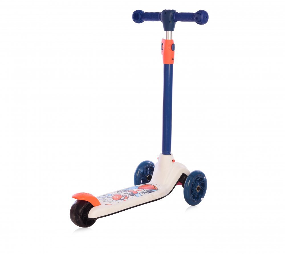 LORELLI Trotineta pentru copii Tamtam Crazy Navy Blue roti din silicon cu Led ghidon reglabil greutate admisa 50 kg 3 ani+