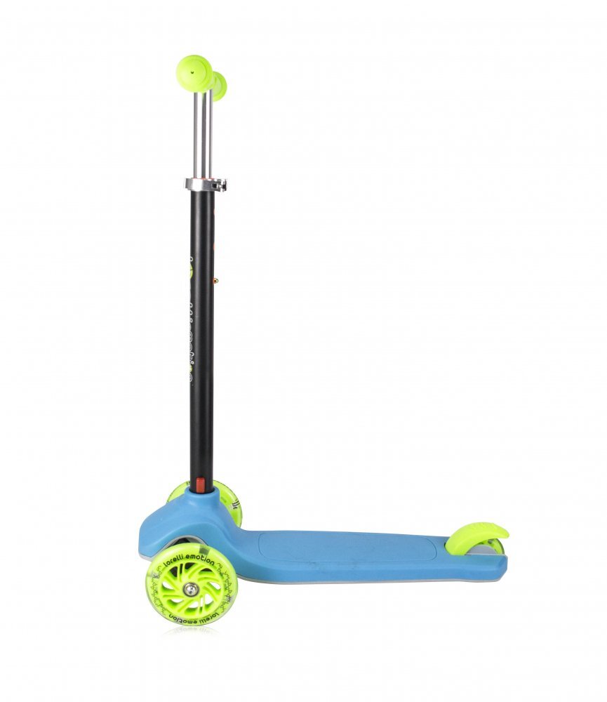 LORELLI Trotineta pentru copii Yuppee Blue Green pliabila roti din silicon cu Led ghidon reglabil greutate admisa 50 kg 3 ani+