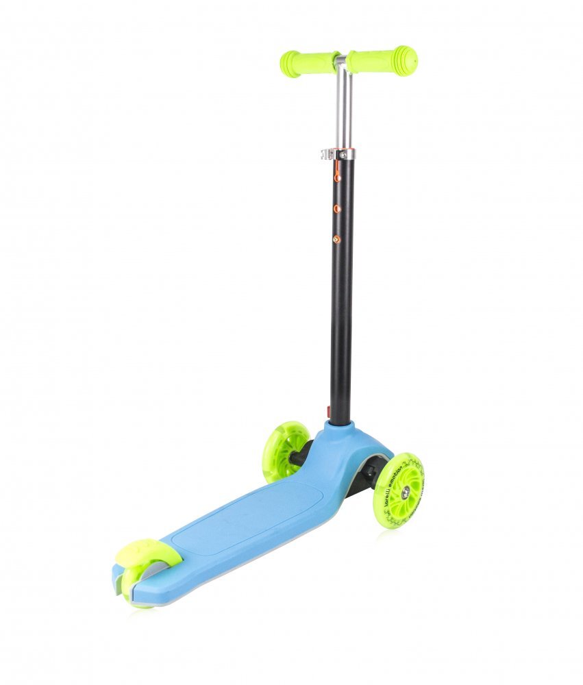 LORELLI Trotineta pentru copii Yuppee Blue Green pliabila roti din silicon cu Led ghidon reglabil greutate admisa 50 kg 3 ani+