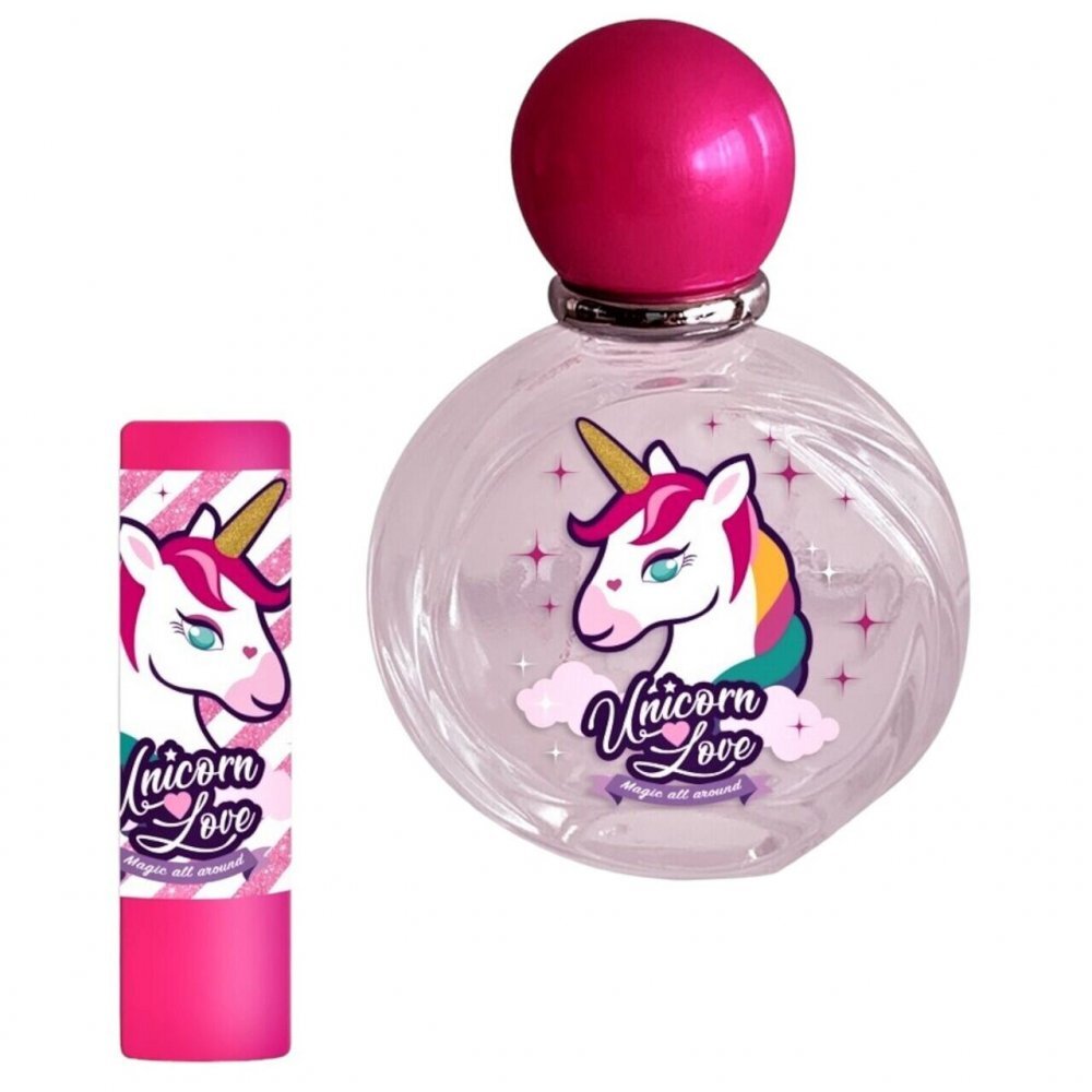 Lorenay Set apa de toaleta si balsam de buze Unicorn Love caseta metalica Heart