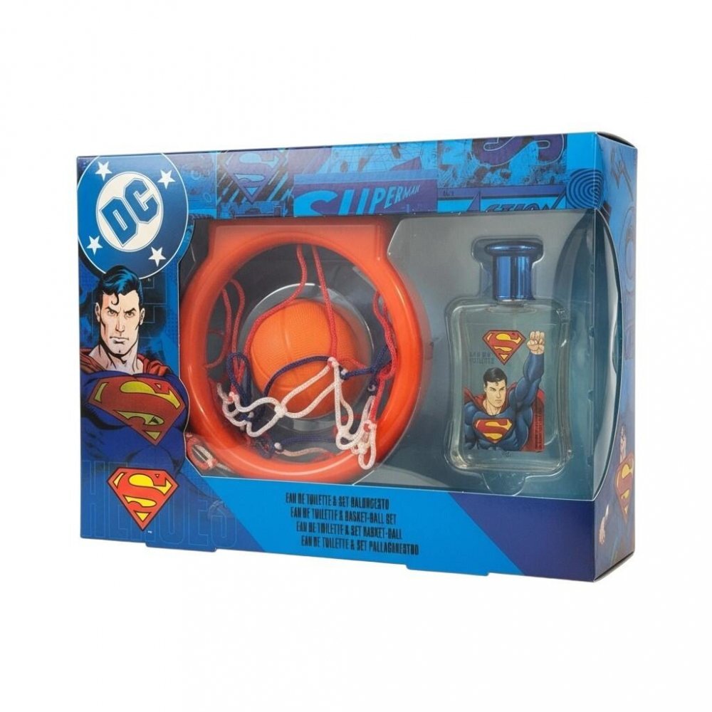 Lorenay Set cadou baieti Superman cu apa de toaleta 50 ml si cos de baschet