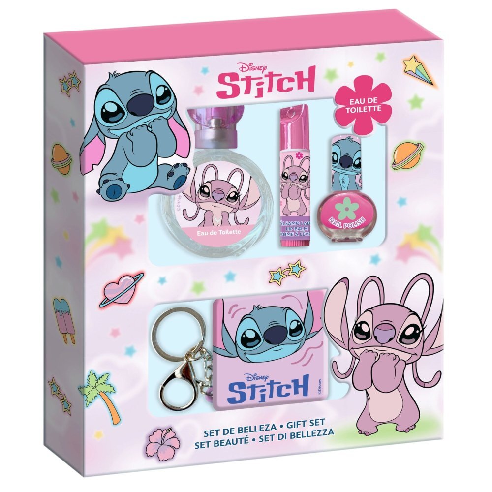 Lorenay Set cosmetic pentru fetite Stitch cu apa de toaleta 25 ml si accesorii pentru unghii si buze 8 g Disney